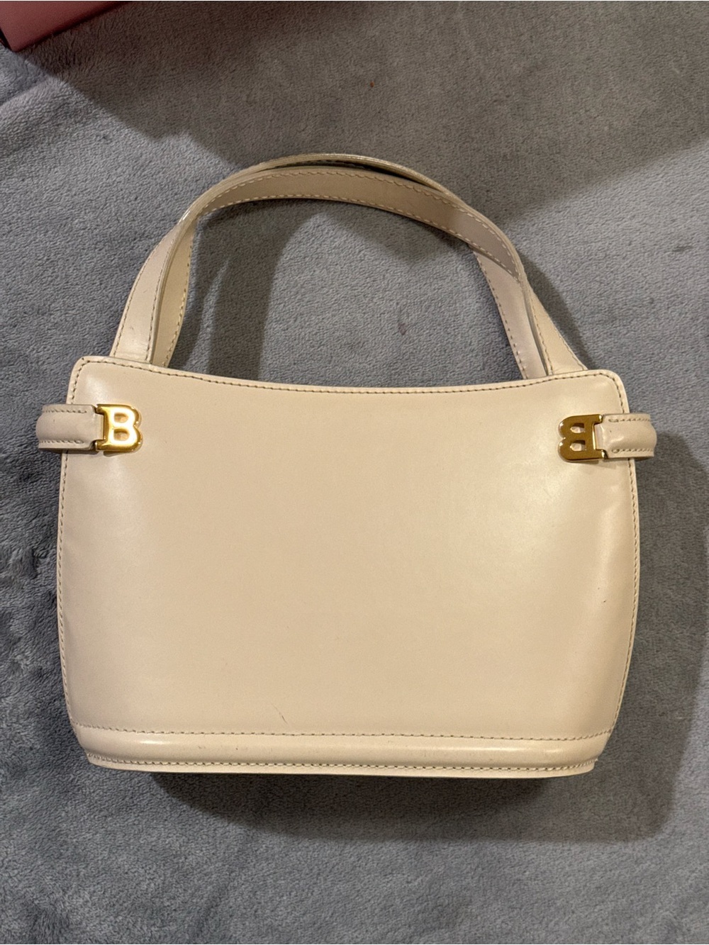 Small white Bally bag with gold hardware mini wear